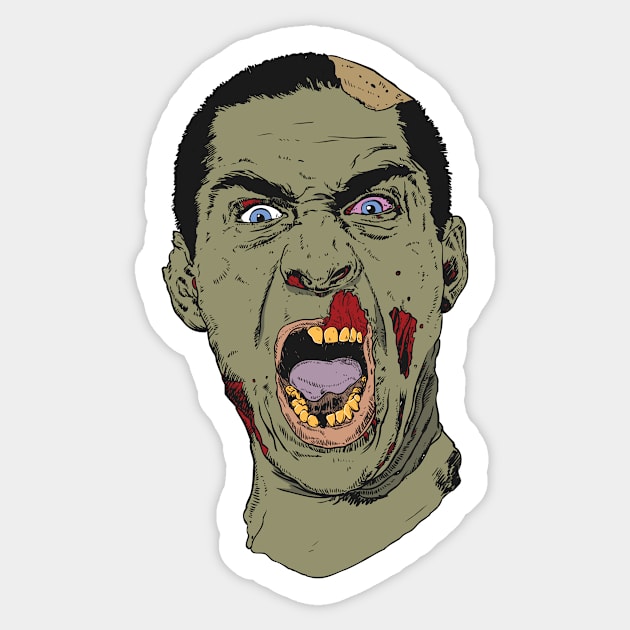 Surprised Zombie Sticker by allovervintage